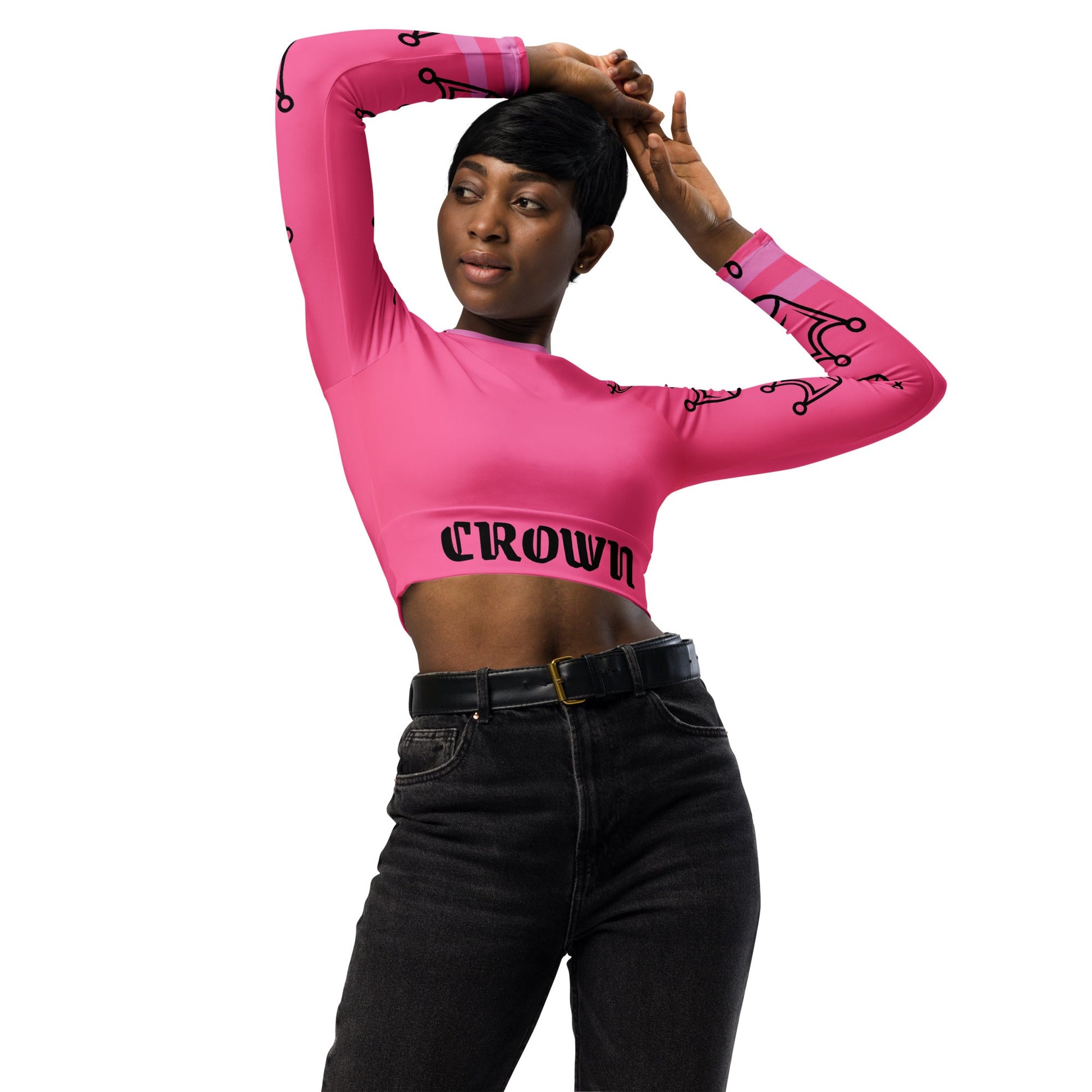 Recycled long - sleeve crop top - The Crown EmporiumRecycled long - sleeve crop top