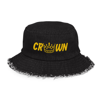 Royal Distressed denim bucket hat - The Crown EmporiumRoyal Distressed denim bucket hat