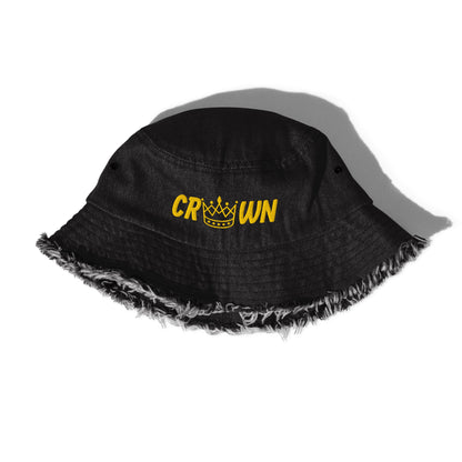 Royal Distressed denim bucket hat - The Crown EmporiumRoyal Distressed denim bucket hat