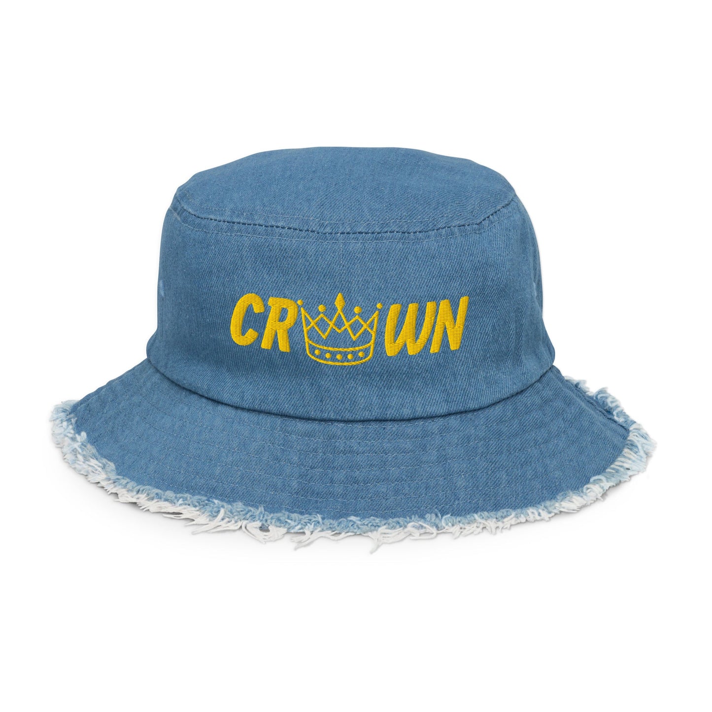 Royal Distressed denim bucket hat - The Crown EmporiumRoyal Distressed denim bucket hat