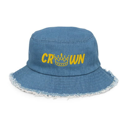 Royal Distressed denim bucket hat - The Crown EmporiumRoyal Distressed denim bucket hat