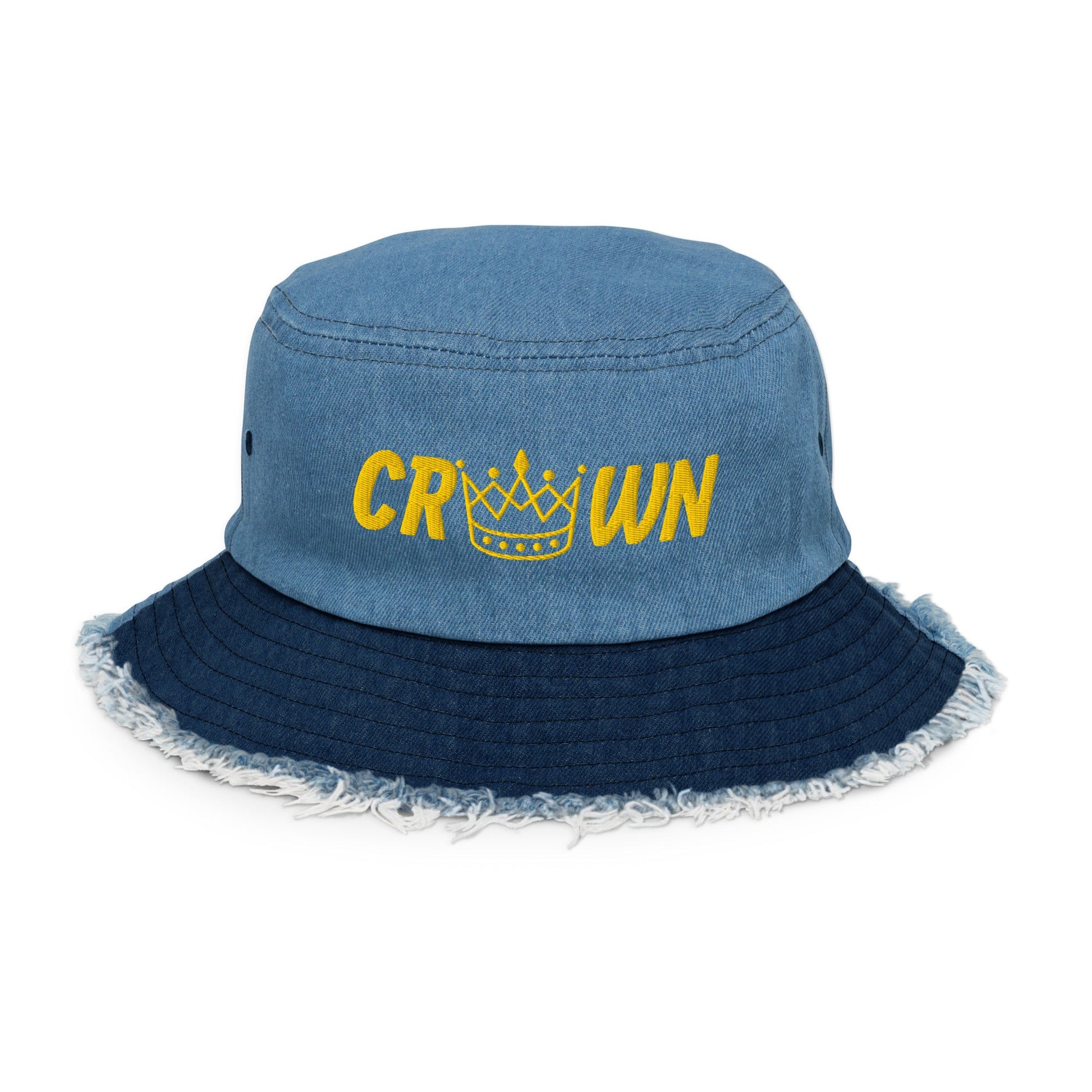 Royal Distressed denim bucket hat - The Crown EmporiumRoyal Distressed denim bucket hat